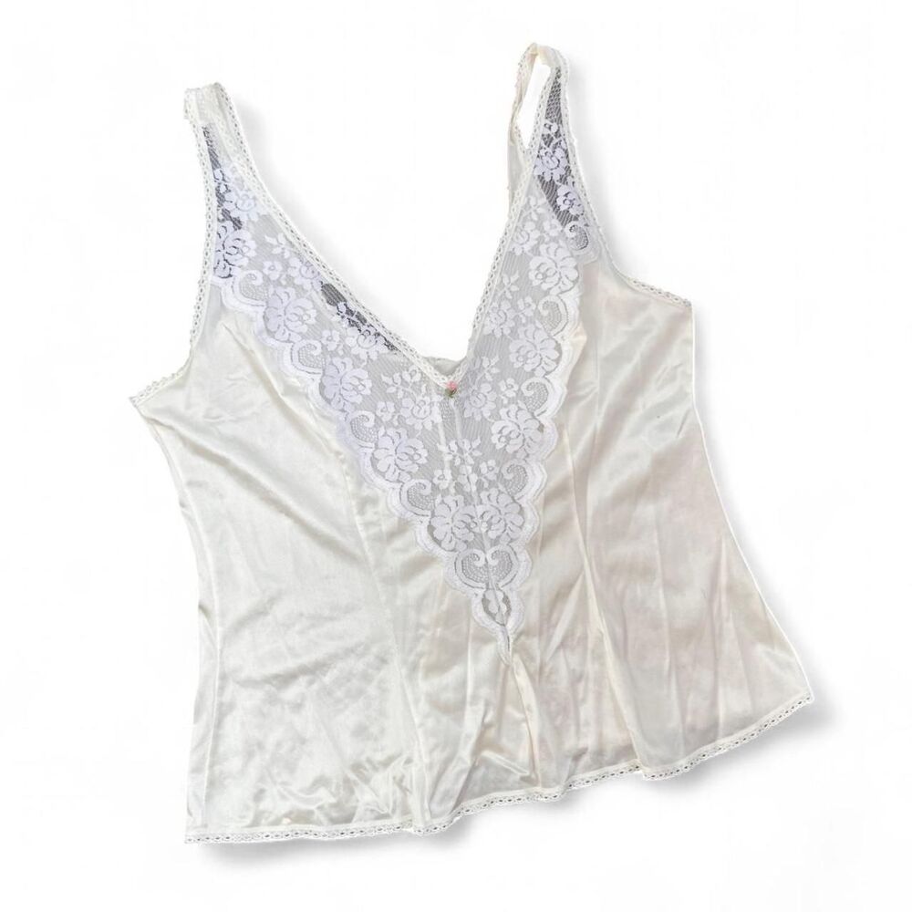 Vintage Coquette Lace V Neck Rose Tank Top